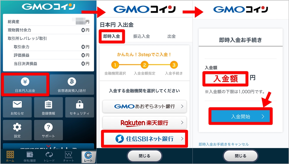GMOコイン取引所への日本円入金の仕方